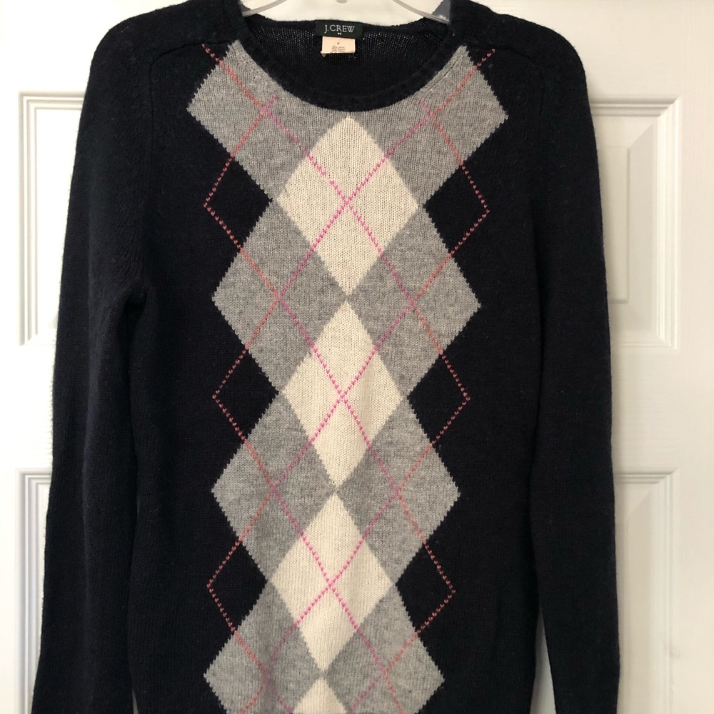 J.Crew Argyle Long Sleeve Wool Cashmere Sweater - Picture 4 of 16
